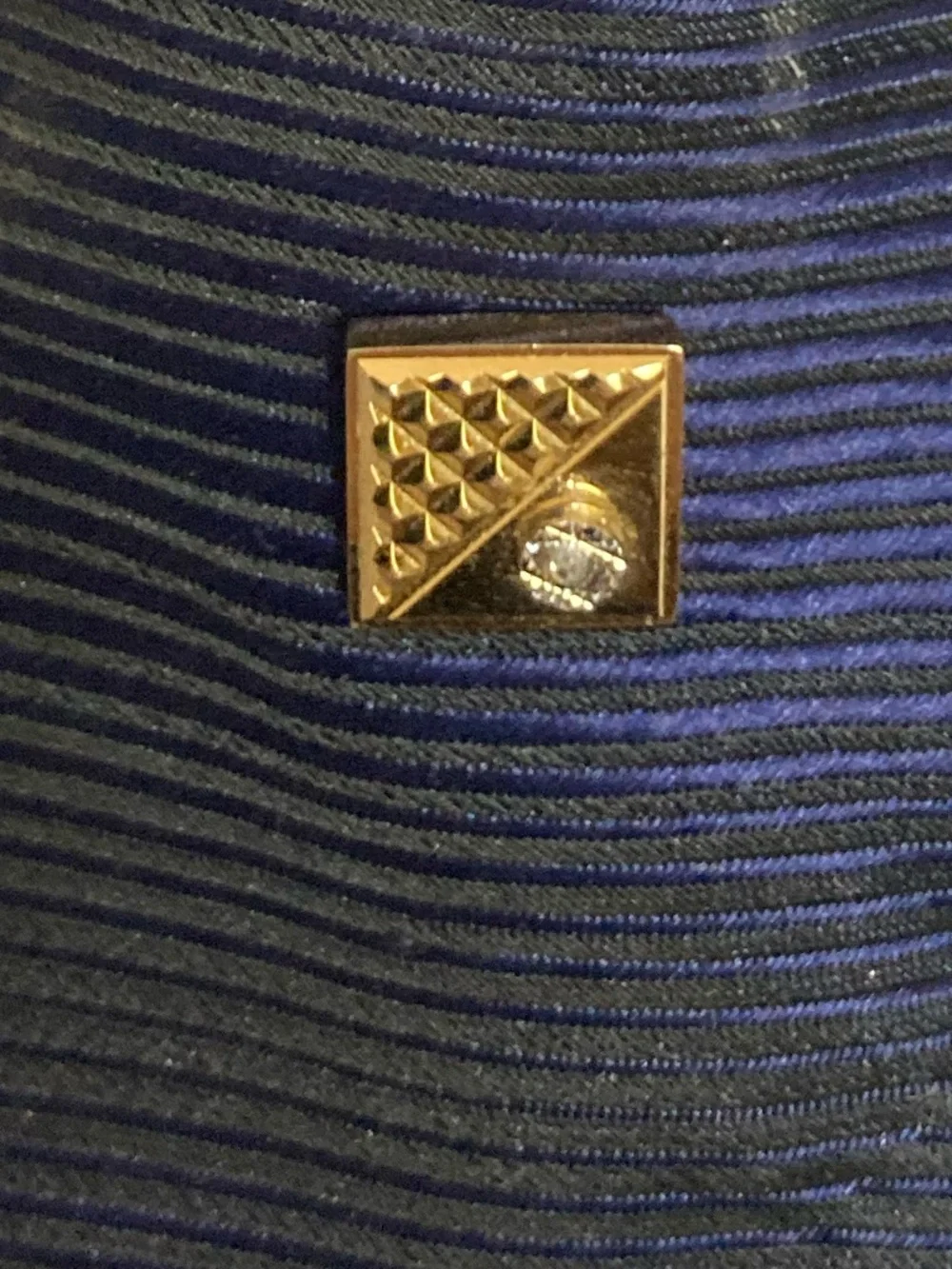 Vintage Pierre Cardin Tie Tack & Shields Pyramid Cufflinks – Gold Tone 1970s